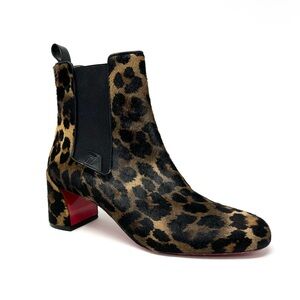Christian Louboutin Turelastic Leopard Chelsea Ankle Boots Booties 41.5 11.5
